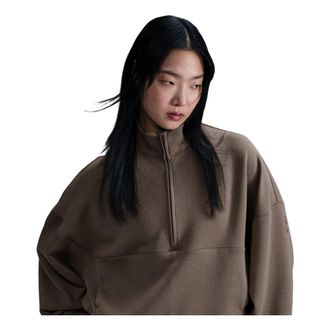 Nike (WMNS) Nike 24.7 ImpossiblySoft Dri-FIT 1/2-Zip T-shirt Oversized Fit Mink Brown HQ8189-233