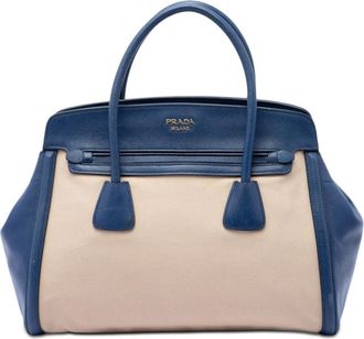 Prada Pre-owned Prada Saffiano Cuir Trimmed Canapa Satchel Ladies 2GINZ1WAL2OBOXN4