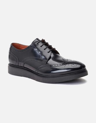 base Mens Joe Mens Brogue Shoes - Black - Size: 10