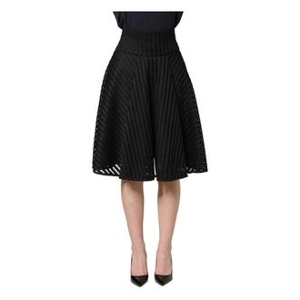 Pinko Midi Skirts, female, Black, Size: XS Cotton Striped Flared Silhouette A-line Midi