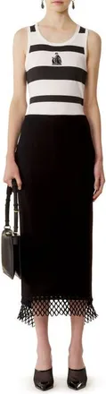 Lanvin Cotton Jersey Mother And Daughter Embroidered Ribbed Tank Top in Black/white at Nordstrom, Size X-Small