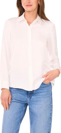Vince Camuto Satin Long Sleeve Button-Up Shirt in New Ivory at Nordstrom Rack, Size X-Large
