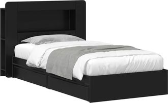 vidaXL Estructura De Cama Con Almacenamiento Negro 90 X 190 Cm Vidaxl