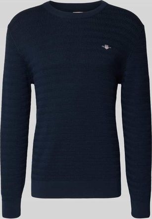 GANT Strickpullover mit Strukturmuster und Label-Stitching in Marine, Größe XXXL