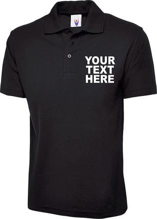Generic Personalised Embroidered Uneek UC124 Polo Shirt, Customised Boys Girls Adults Novelty Workwear Uniform Staff Gift Tee Top (Black, L, l)