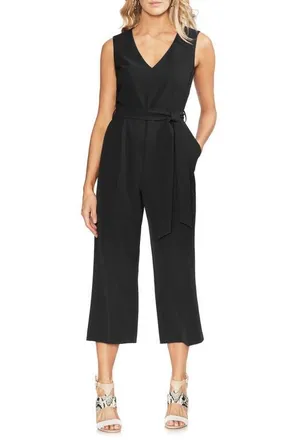 Vince Camuto Belted Crop Jumpsuit in Rich Black at Nordstrom, Size 10