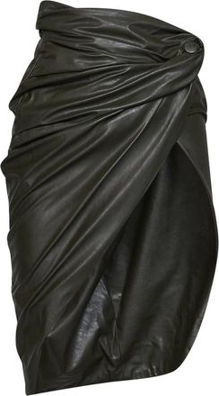 Diesel Geknoopte Kokerrok met Split - Dames - Leren & Su&egrave;de rokken - Zwart - XS - Leer - Rokken
