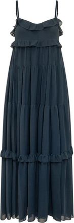 Michael Kors Tiered Ruffle Maxi Dress - Dames - Maxi kleedjes - Blauw - L - Kleedjes