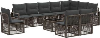 vidaXL Conjunto De Sof&aacute;s De Jard&iacute;n 11 Uds. Gris Rat&aacute;n Sint&eacute;tico Vidaxl