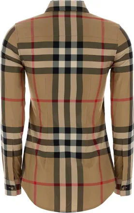 Burberry Womens Plaid Cotton Shirt Beige