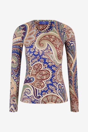 Etro Schmales Langarm-T-Shirt aus Wolle mit Paisley Etro x Bong&eacute;nie