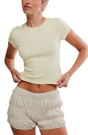 Free People Wait a Minute Rib Baby T-Shirt in Banana Cream at Nordstrom, Size X-Large