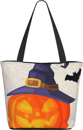 AOOEDM Happy Halloween Pumpkin (2) Ladies Shopping Bag 13x11x7in.The Perfect ValentineS Day Gift.It Is The Best ValentineS Day Gift For Mom, Daughter, Wife,E