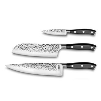 Sabatier Trompette Juego de 3 cuchillos de cocina Negro