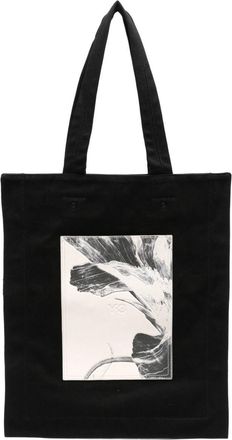 Yohji Yamamoto floral-print tote bag - men - Organic Cotton/Recycled Polyester - One Size - Black