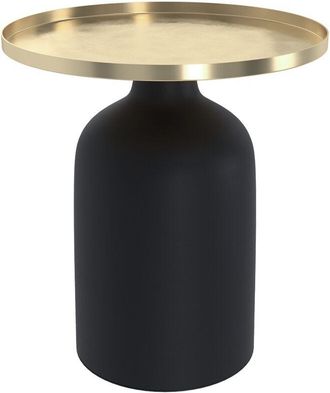 Rendez-Vous Déco Rendez-vous Déco - Mesa auxiliar redonda de metal negro y latón - Lyne