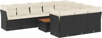 vidaXL Set De Sof&aacute;s De Jard&iacute;n 11 Pzas Y Cojines Rat&aacute;n Sint&eacute;tico Negro Vidaxl