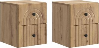 vidaXL Mesita De Noche De Pared 2 Uds. Roble Artisan 33 X 34,5 X 40 Cm Vidaxl