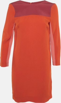 Victoria Beckham Orange Colorblock Crepe Shift Dress