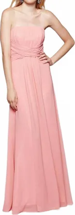 Milano Formals Serenity Drape Strapless Gown In Peach
