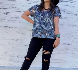 Tasha Polizzi Starla Sparkle Top In Black