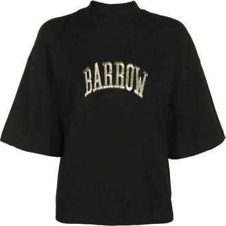 Barrow Geborduurd katoenen T-shirt - Dames - T-shirts - Zwart - M - Katoen - Tops