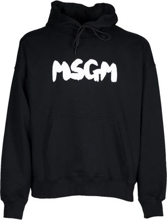 Msgm New Brush Hoodie - Heren - Hoodies - Zwart - XL - Katoen - Hoodies & sweatvesten