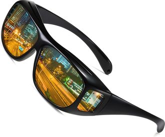 SHEEN KELLY Polarized Wraparound Sunglasses Men Women Fashion Eyewear Good for Driving Night Vision Glasses