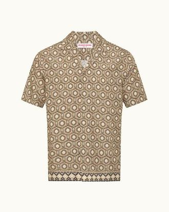 Orlebar Brown Maitan Relaxed Fit Passetto Print Shirt in Bayleaf Green at Nordstrom, Size X-Large