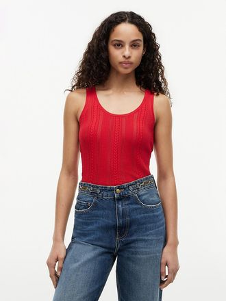 Tommy Hilfiger Womens Mixed-Knit Tank Top - Red - XXL