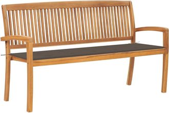 vidaXL Vidaxl - Banco De Jard&iacute;n Apilable Y Coj&iacute;n Madera Maciza De Teca 159 Cm
