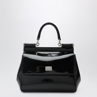 Dolce & Gabbana Sicily small black patent leather top-handle bag