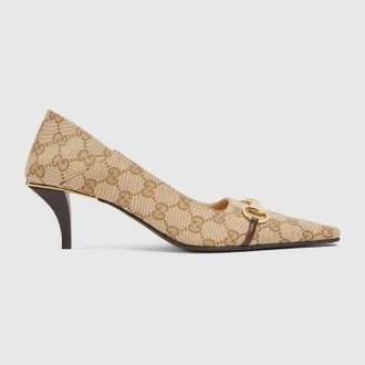 Gucci Womens Vittoria Pump, Beige, GG Canvas