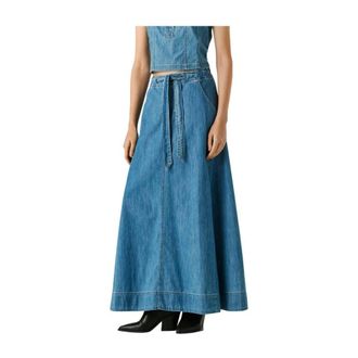 Pepe Jeans London Denim Skirts, female, Blue, Size: XS UHW Maxi Skirt