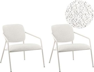 Beliani Set di 2 poltrone con braccioli Gambe in ferro Rivestimento in tessuto bianco sporco Loa