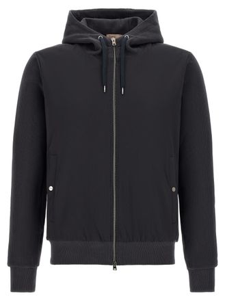 Herno Navy Blue Zip Up Hood Jacket