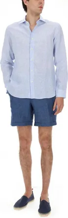 120% Lino 100% Linen Shirt - Blue