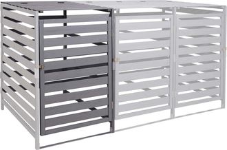 Hhg [nunca Usado] Extensi&oacute;n De Tapa De Cubo De Basura Xl 1pc/2pc Hhg-714, Caja De Cubo De Basura, 114x67x97cm Madera Maciza, Gris Claro