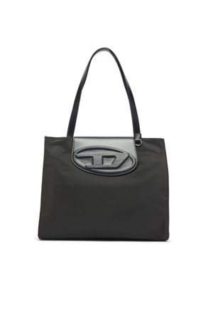 Diesel 1DR - Shopping bag in nylon with leather flap - Shopping Bags - Unisex - Black