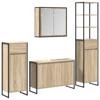 vidaXL Juego De Muebles De Ba&ntilde;o Roble Sonoma Madera De Ingenier&iacute;a Vidaxl