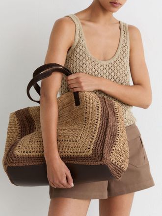 Reiss Natural Raffia-effect Tote Bag