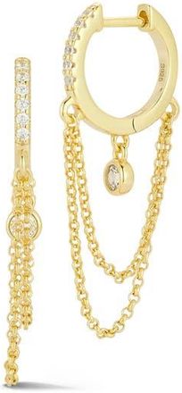 Glaze Jewelry Cubic Zirconia Chain Drop Huggie Hoop Earrings in Gold at Nordstrom Rack