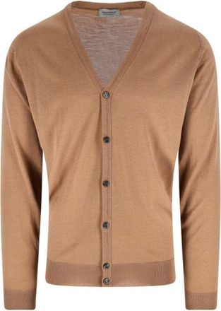John Smedley Classic Brown Sweater With Fine Knit Texture And Ribbed Accents