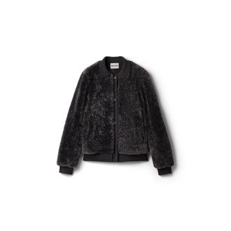 Miu Miu Shearling And Knit Blouson Jacket, Woman, Grey, Size 42