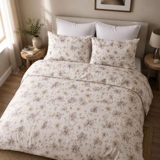Dmora Funda N&oacute;rdica Individual Romorre, Incluye Funda De Almohada, En Percal, Lavable A M&aacute;quina, 200x160 Cm Blanco Crema
