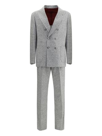 Brunello Cucinelli double-breasted textured suit - Grey