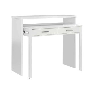 Skraut Home Consolle, Scrivania Con Piano Estensibile, Scrittoio Porta Pc Con 2 Cassetti, Cm 99x36h88, Bianco