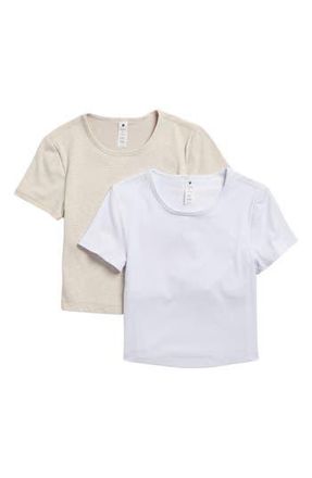 Yogalicious 2-Pack Tara Heavenly Rib Crop T-Shirts in Htr.nacreous Cloud/w at Nordstrom Rack, Size X-Small
