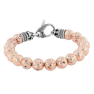 Robert Alton Stainless Steel Lava Bead Bolo Bracelet