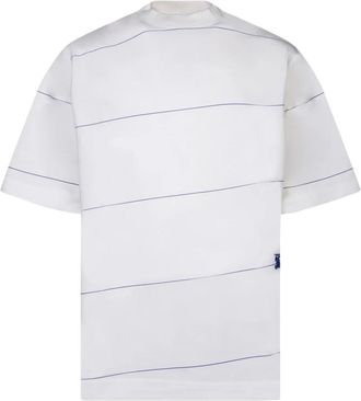 Burberry Gestreept katoenen T-shirt - Heren - Sportshirts - Wit - S - Katoen - Fitness